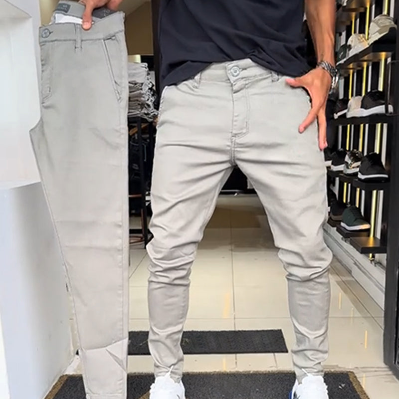 Herren Slim-Fit Freizeithose in Unifarben