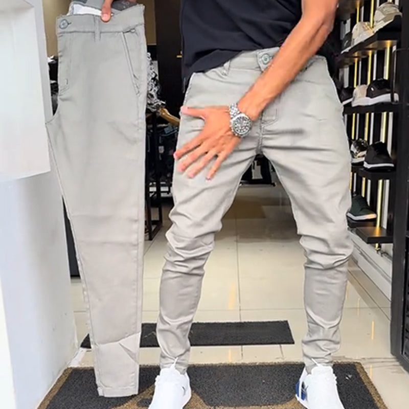 Herren Slim-Fit Freizeithose in Unifarben