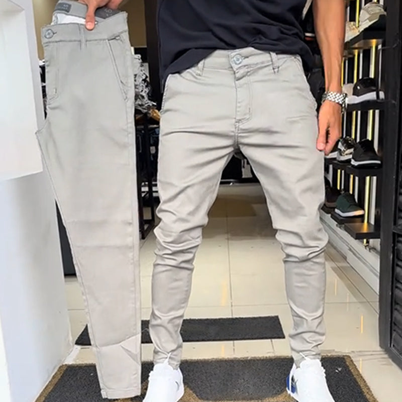 Herren Slim-Fit Freizeithose in Unifarben