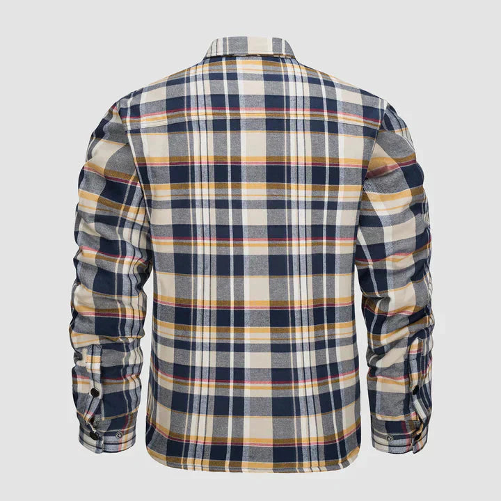 Herren Flanell Hemd Jacke lange Ärmel gesteppt gefüttert Plaid Mantel Button Down dicke Outwear für Winter