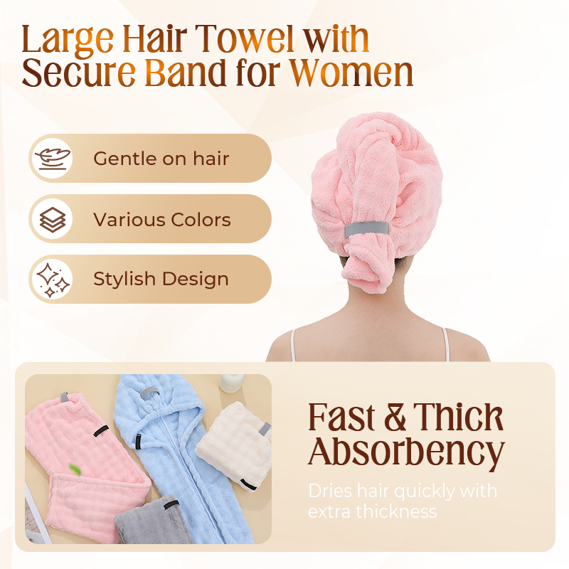 🎅Weihnachts-Sonderangebot: 50 % Rabatt🎁🛁Großes Haarhandtuch mit sicherem Band für Frauen