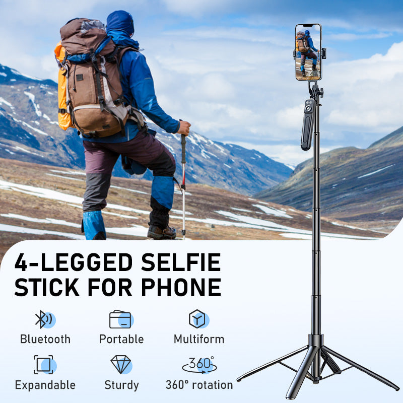📱 4-beiniger Selfie-Stick für Smartphones – stabiler Stand, flexibel einsetzbar & vielseitig – perfekt für Selfies, Gruppenfotos, Vlogs & Videoanrufe – kompakt & leicht zu transportieren | Versandfrei