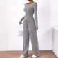 Asymmetrisches Langarmshirt & Hose mit weitem Bein – Zweiteiler