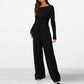 Asymmetrisches Langarmshirt & Hose mit weitem Bein – Zweiteiler