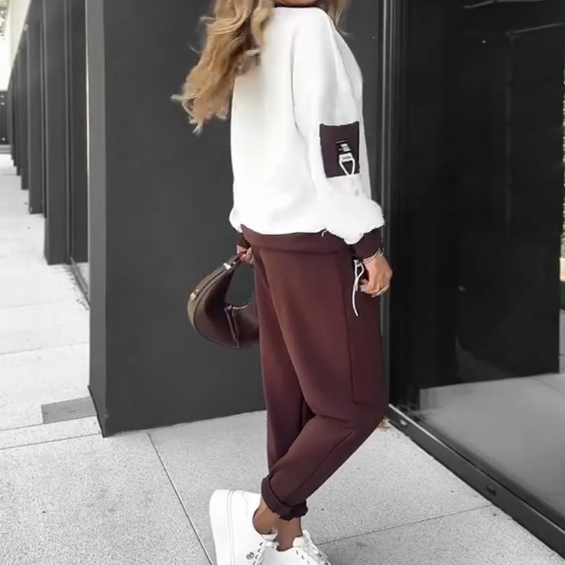 Farbblock-Pullover mit Kapuze und Jogginghose im Set-✈️kostenlose Lieferung
