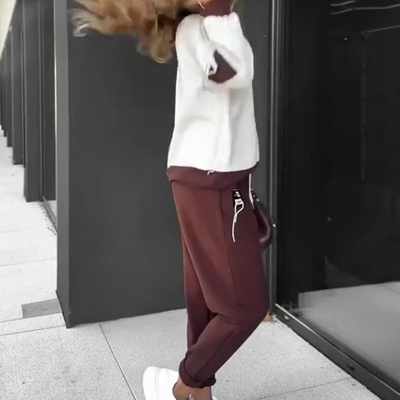 Farbblock-Pullover mit Kapuze und Jogginghose im Set-✈️kostenlose Lieferung