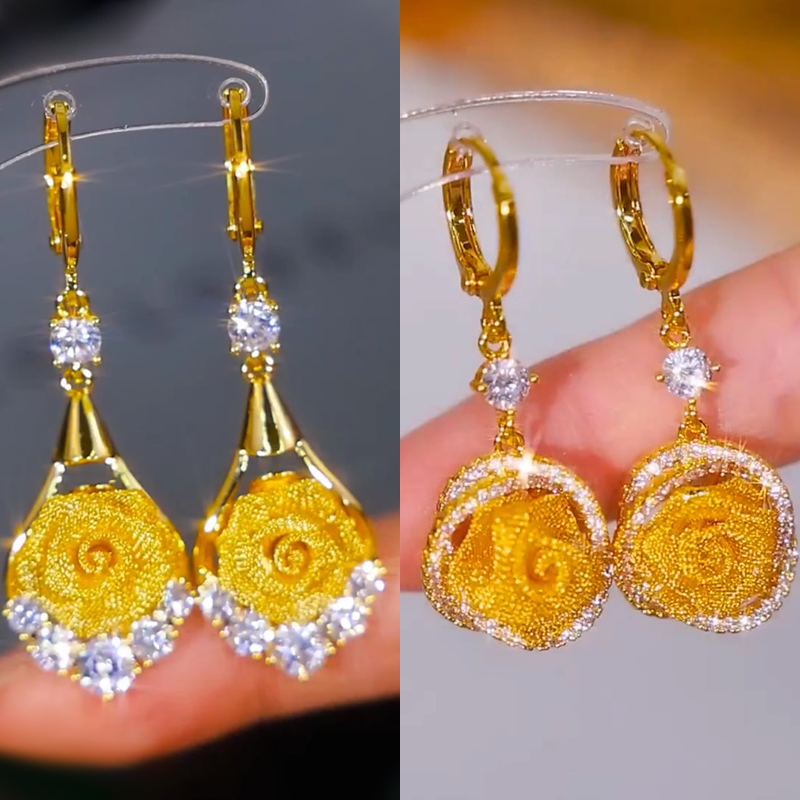Elegante Mesh-Ohrringe mit Rosenmotiv