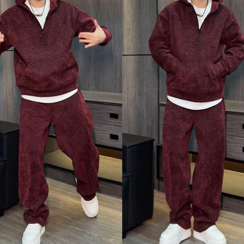 Modisches 2-teiliges Set für Herren mit Kapuzenpullover und weit geschnittener Hose