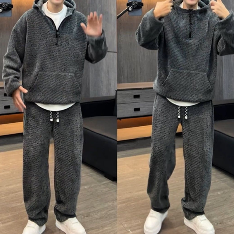 Modisches 2-teiliges Set für Herren mit Kapuzenpullover und weit geschnittener Hose