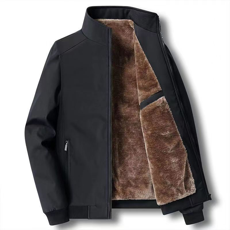 ❄️Einfarbige, warme Herrenjacke mit Reißverschluss –💪Knitterfrei, wind-, regen- und schneefest!