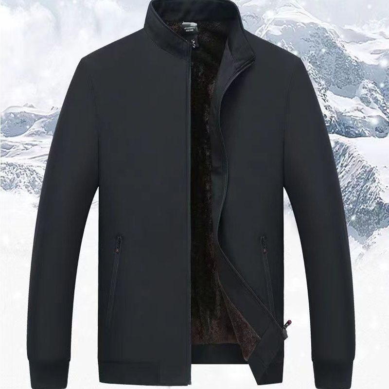 ❄️Einfarbige, warme Herrenjacke mit Reißverschluss –💪Knitterfrei, wind-, regen- und schneefest!
