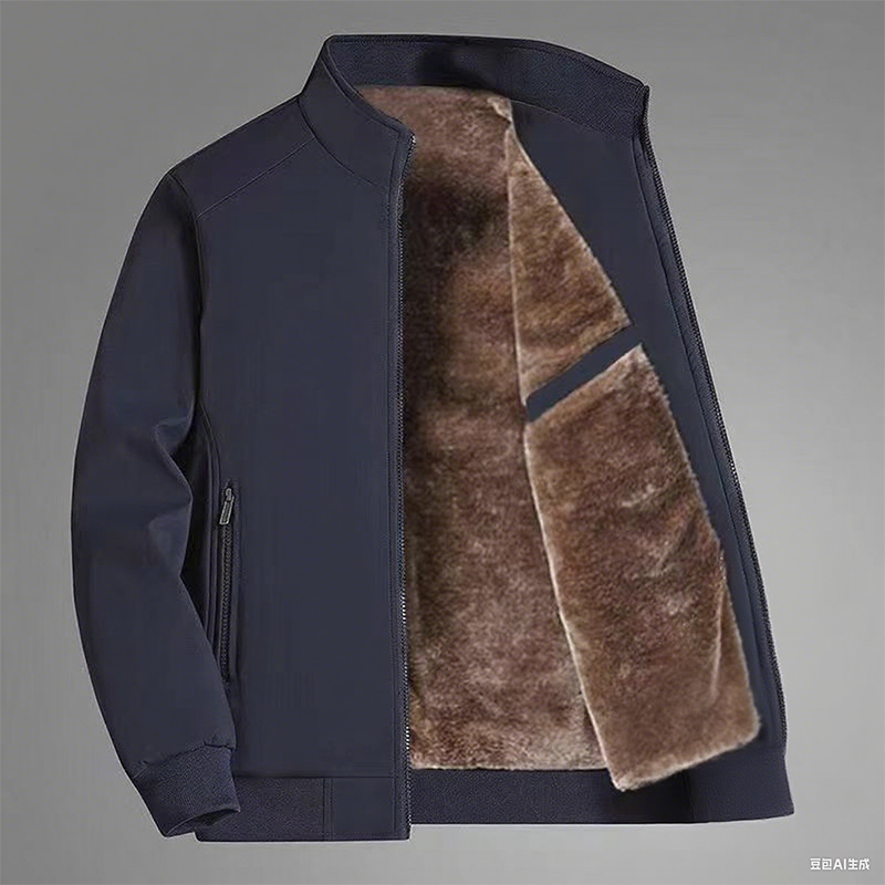 ❄️Einfarbige, warme Herrenjacke mit Reißverschluss –💪Knitterfrei, wind-, regen- und schneefest!