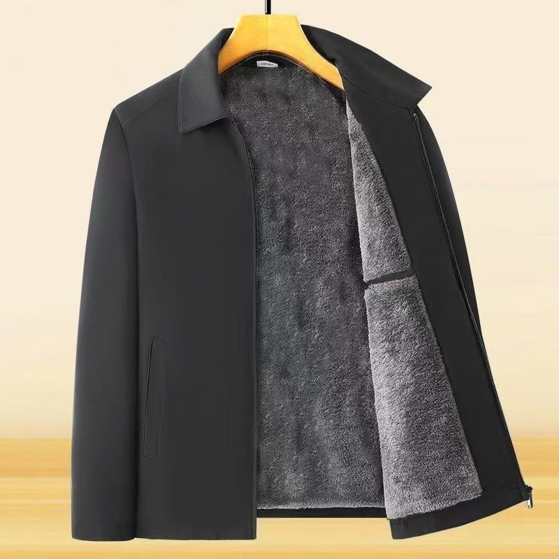 ❄️Einfarbige, warme Herrenjacke mit Reißverschluss –💪Knitterfrei, wind-, regen- und schneefest!