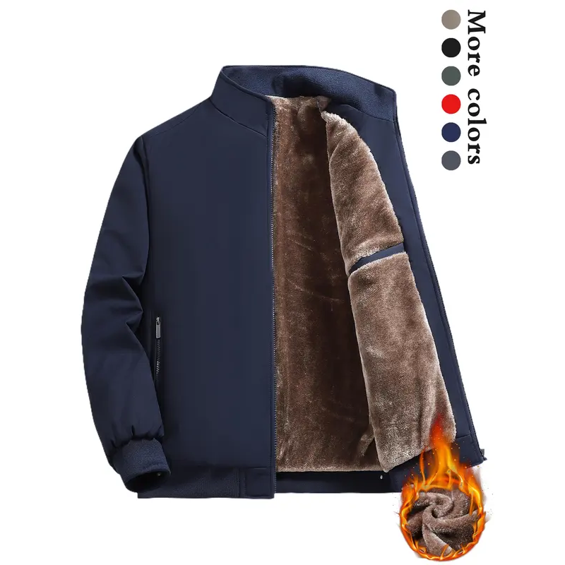 ❄️Einfarbige, warme Herrenjacke mit Reißverschluss –💪Knitterfrei, wind-, regen- und schneefest!