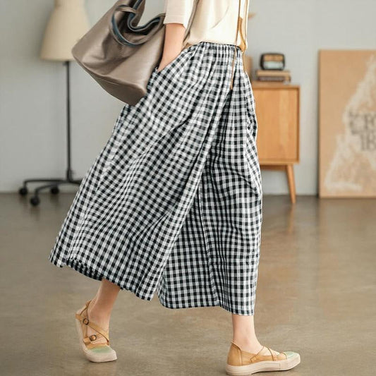 Lässige Damenhose mit weitem Bein und elastischer Taille