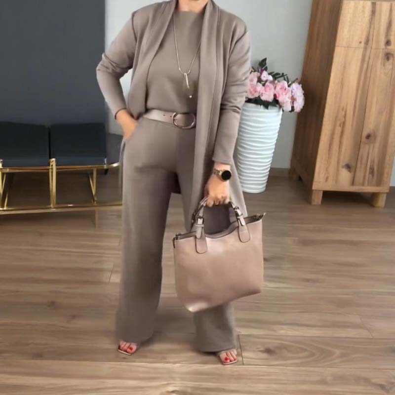 ⏳Zeitlich begrenztes Sonderangebot⏰Elegantes 3-teiliges Set aus Longline-Cardigan, Top und Hose💞