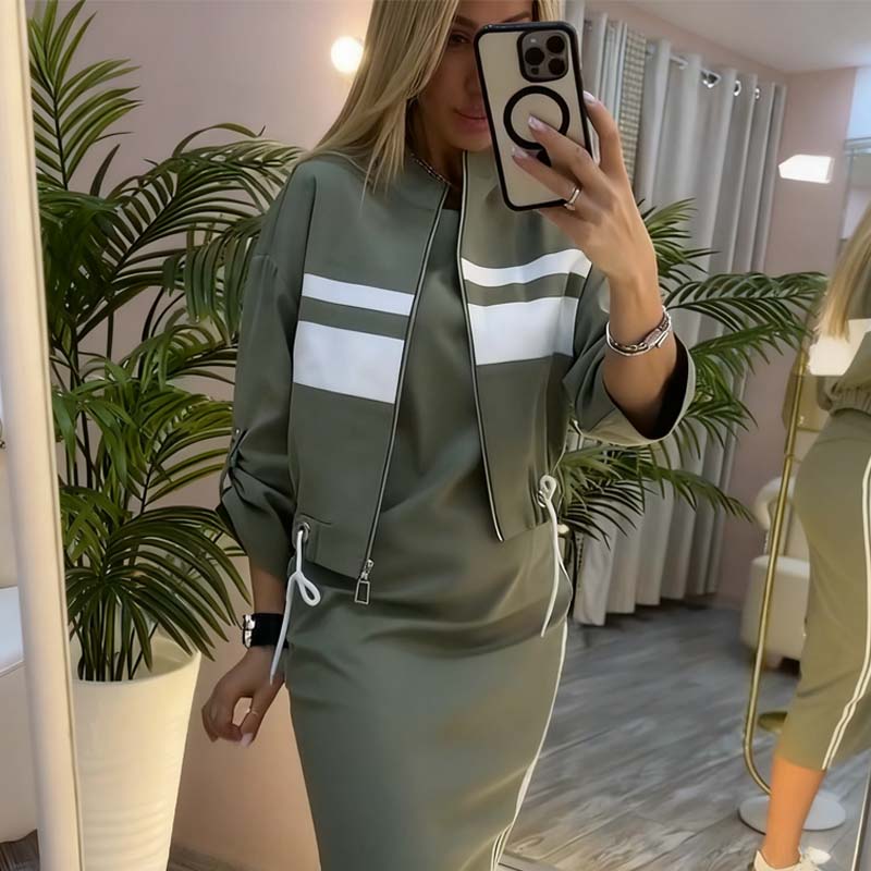 ❄️LETZTER TAG – 60 % RABATT 💖 Damen-Set aus Stehkragenjacke und Kleid