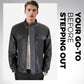 Modische Herren-Lederjacke mit Ährenmuster