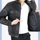 Modische Herren-Lederjacke mit Ährenmuster