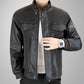 Modische Herren-Lederjacke mit Ährenmuster