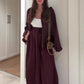 Damen lockeres Set: Jacke mit Reißverschluss & Weitbeinhose