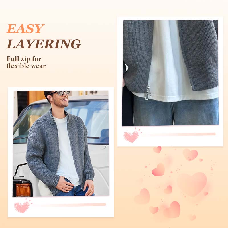 Herren-Strickjacke mit durchgehendem Reißverschluss