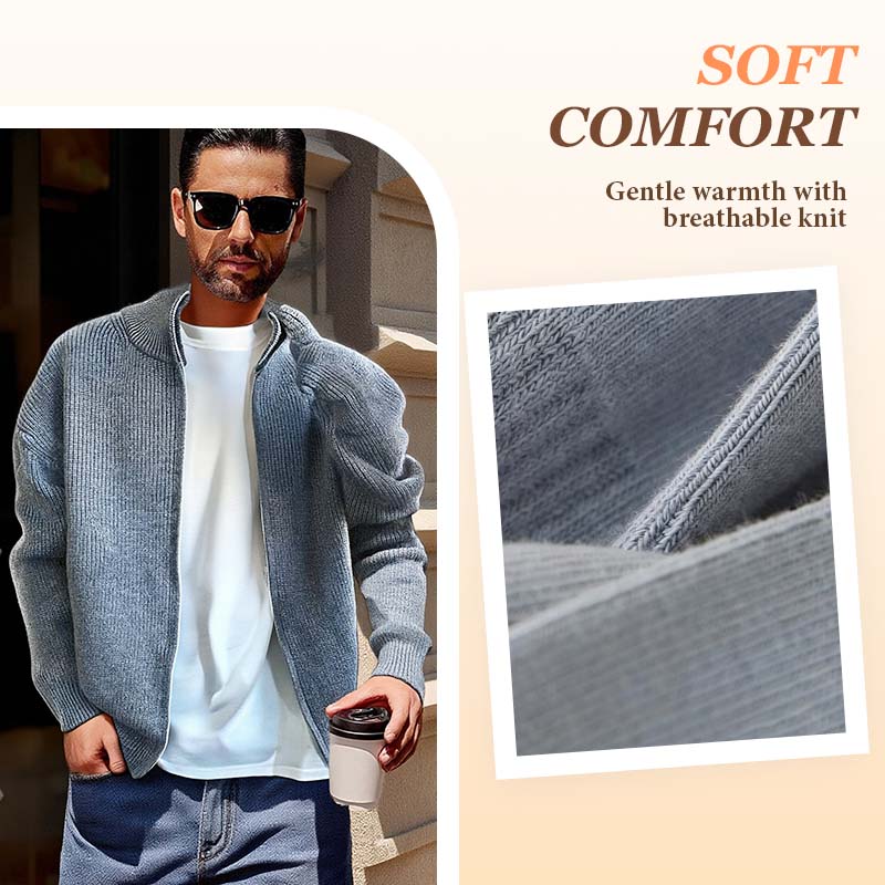 Herren-Strickjacke mit durchgehendem Reißverschluss