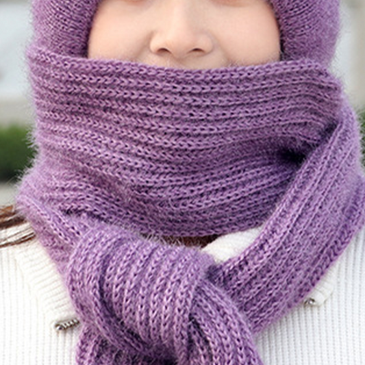All-in-One-Strickmütze und Schal