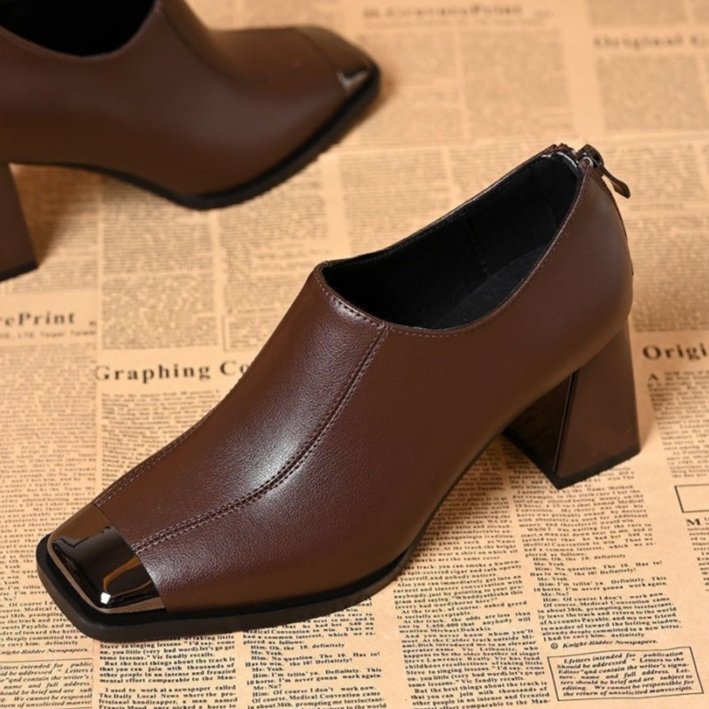 🔥Solange der Vorrat reicht 40 % Rabatt!🎉Damen Schuhe mit Karree-Spitze, Blockabsatz und Reißverschluss