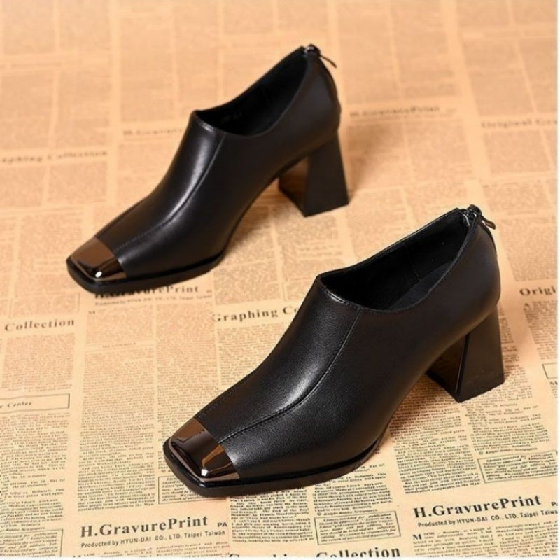 🔥Solange der Vorrat reicht 40 % Rabatt!🎉Damen Schuhe mit Karree-Spitze, Blockabsatz und Reißverschluss