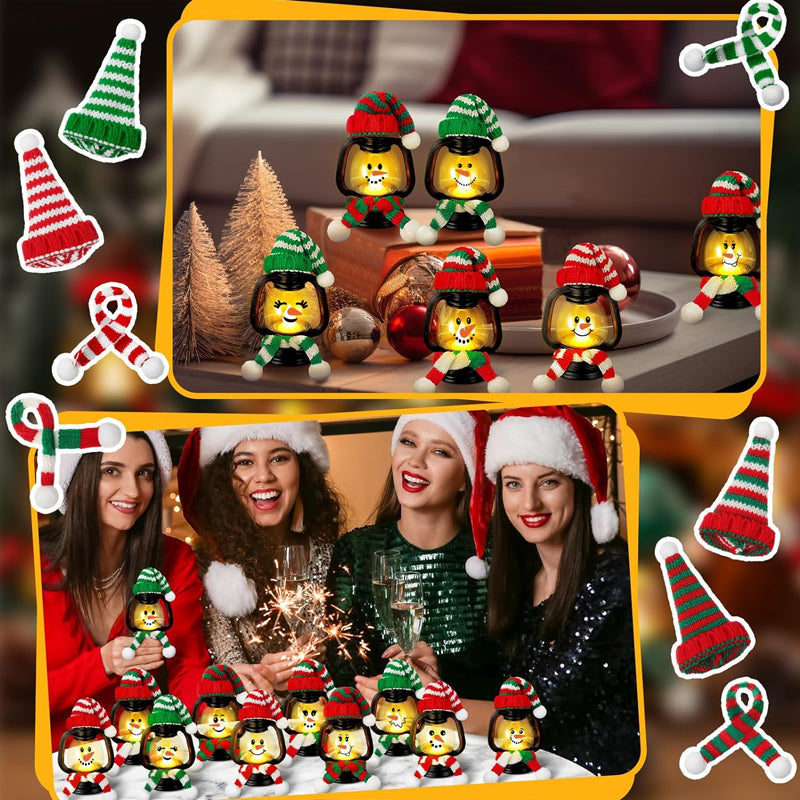 🔥Solange der Vorrat reicht 57 % Rabatt!🎉Weihnachtsdekoration Mini-Schneemann-Laterne mit Mützen und Schals