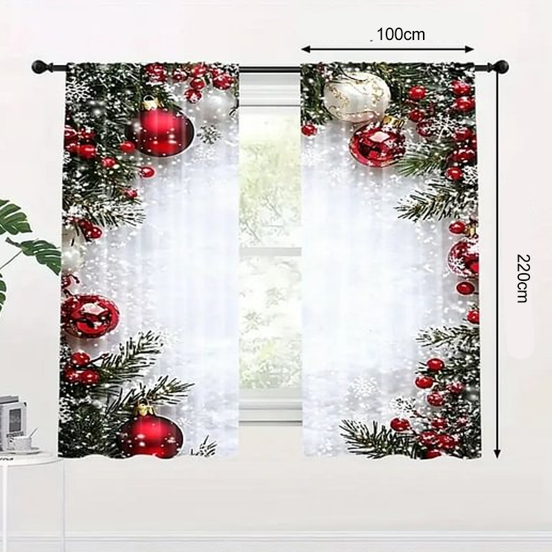 🎄🔥Weihnachtsaktion 50% RABATT🔥Weihnachts-Fenstervorhänge 2-teiliges Set für die Wohnungsdekoration