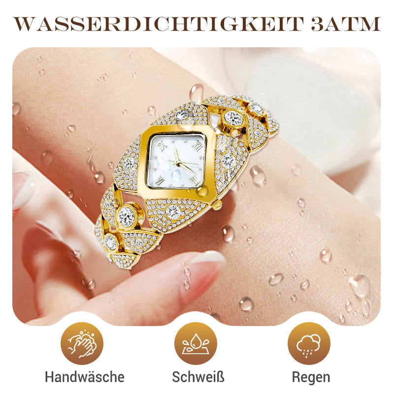 ✨💎Retro-Quarz-Armbanduhr mit funkelnden Strasssteinen