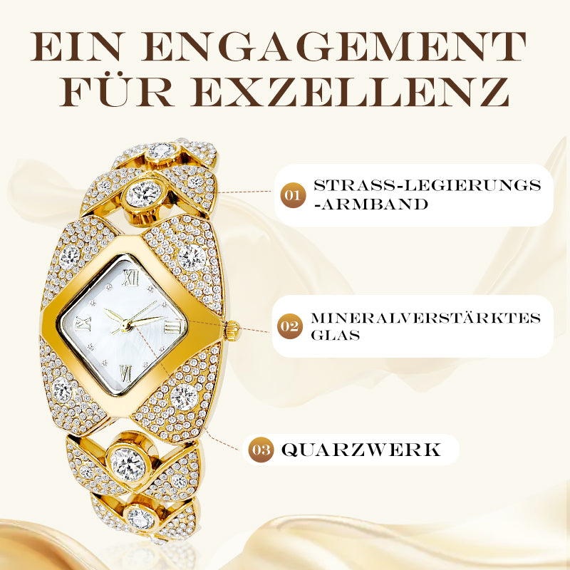 ✨💎Retro-Quarz-Armbanduhr mit funkelnden Strasssteinen