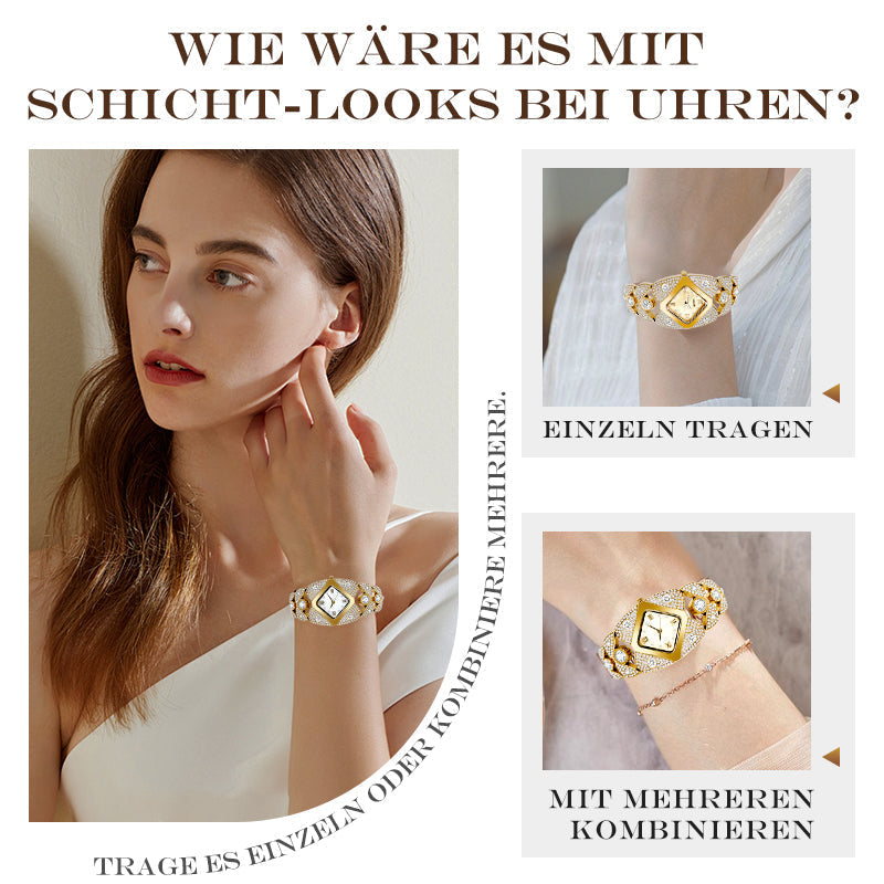 ✨💎Retro-Quarz-Armbanduhr mit funkelnden Strasssteinen