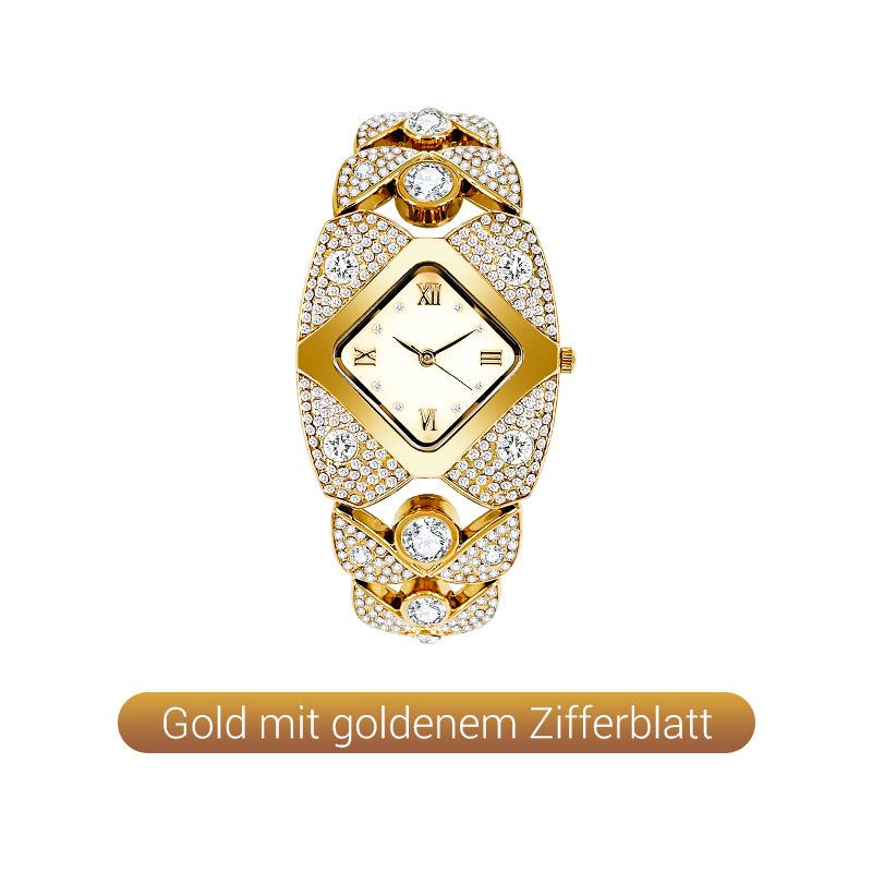 ✨💎Retro-Quarz-Armbanduhr mit funkelnden Strasssteinen