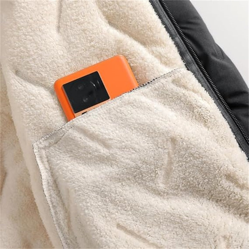 Herren Winter warmer Reißverschluss-Kapuzenmantel