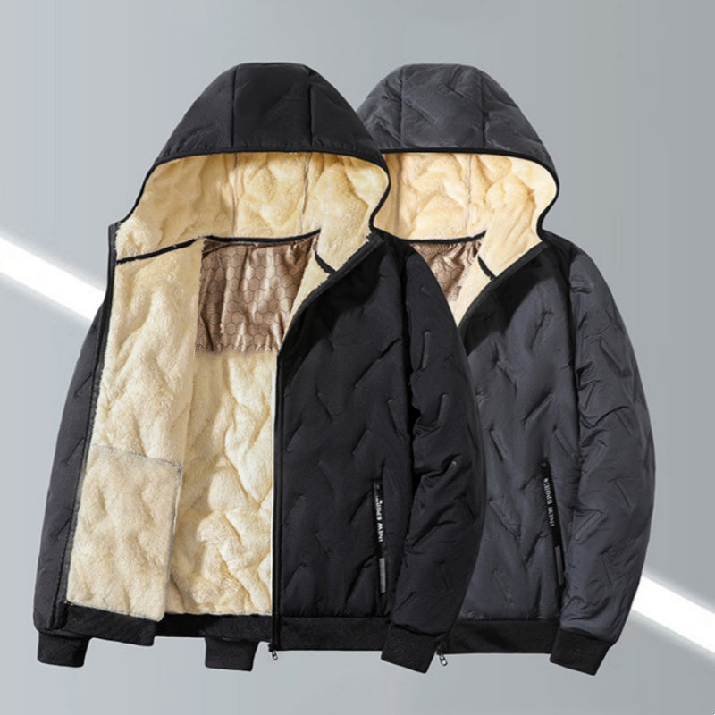 Herren Winter warmer Reißverschluss-Kapuzenmantel