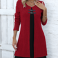 💃🌸Damenkleid in A-Linie, knielang, mit angedeutetem Zweiteiler-Look