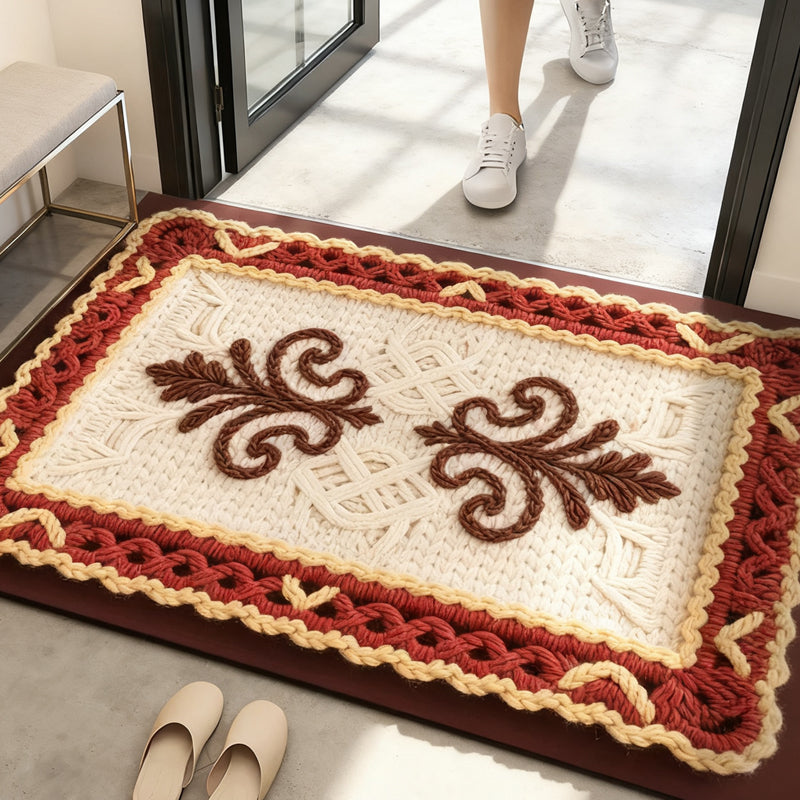 🌲Weihnachtsdeal: 3D-Floral-Garn Bodenmatte - Saugstark & Rutschfest