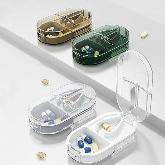 💊2-in-1 tragbarer Tablettenschneider und Aufbewahrungsorganizer