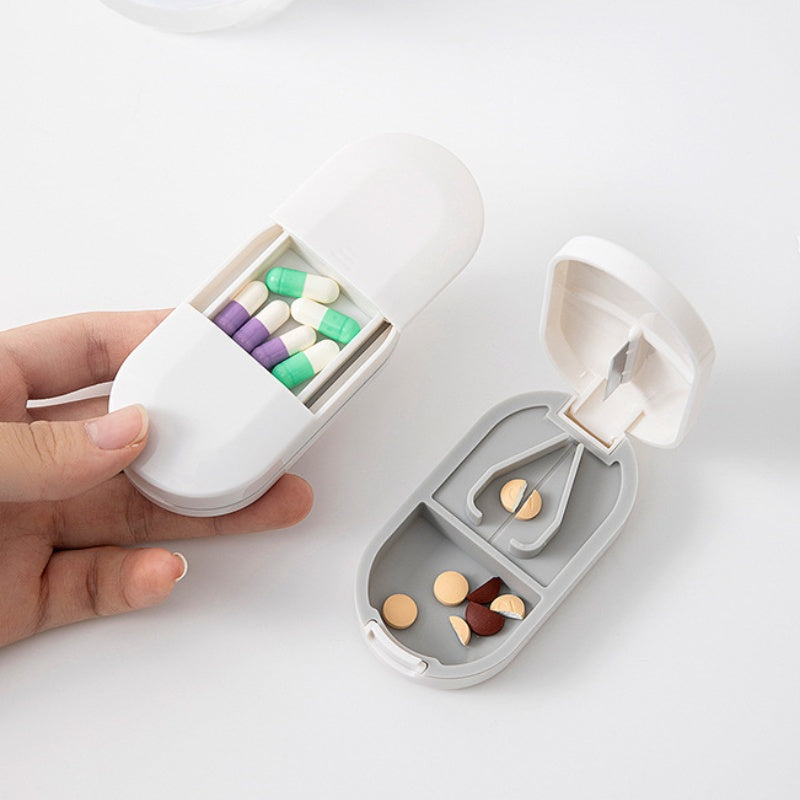 💊2-in-1 tragbarer Tablettenschneider und Aufbewahrungsorganizer