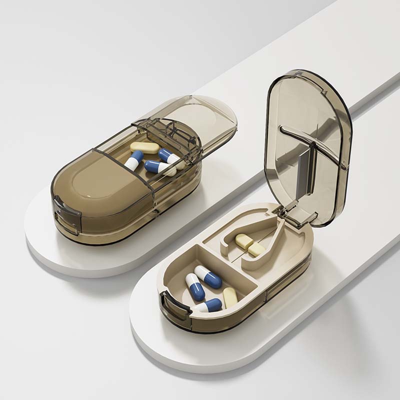 💊2-in-1 tragbarer Tablettenschneider und Aufbewahrungsorganizer