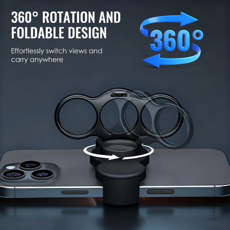 ✨ ✨ Dual-Ring Drei-Finger Handyhalter – 360° Rotation + Magnetische Halterung✨