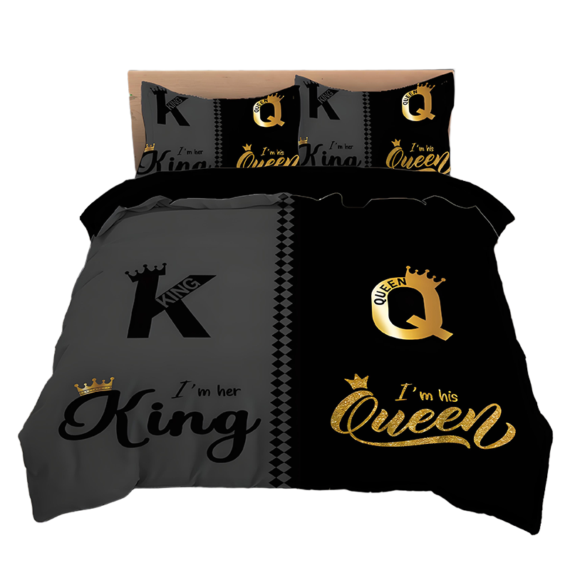 💖Black-Friday-Mega-Angebot – 50 % Rabatt!💖3-teiliges Bettwäscheset „King & Queen“ für Paare