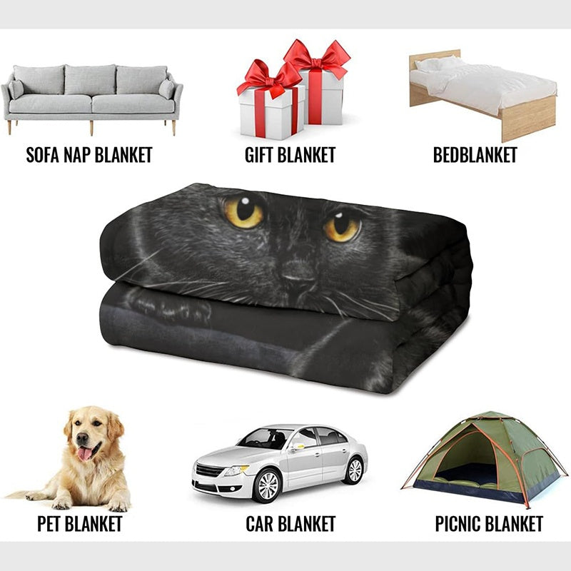 💖Verstärkte Ultra-Warme Bettdecke mit Schwarz Katze Motiv für die Bettkante