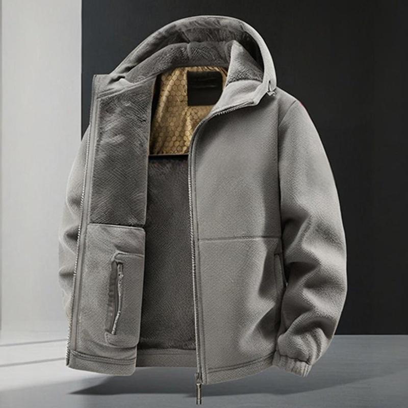 Lässige und warme Herren-Kapuzenjacke mit Reißverschluss