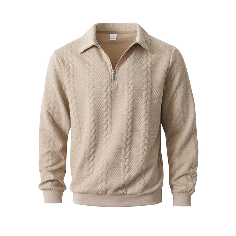 🔥Neuheiten-Angebot – Lässiger Herrenpullover mit halbem Reißverschluss und Zopfmuster