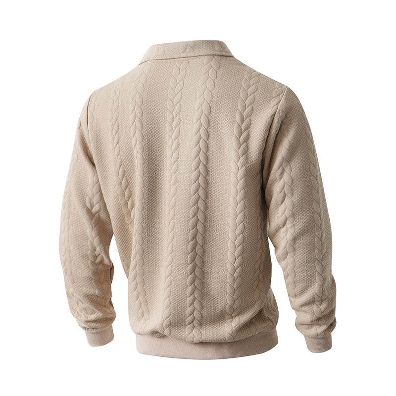 🔥Neuheiten-Angebot – Lässiger Herrenpullover mit halbem Reißverschluss und Zopfmuster