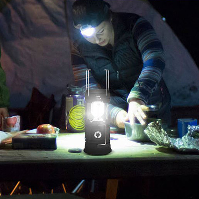 Solcellsdriven infällbar campinglampa